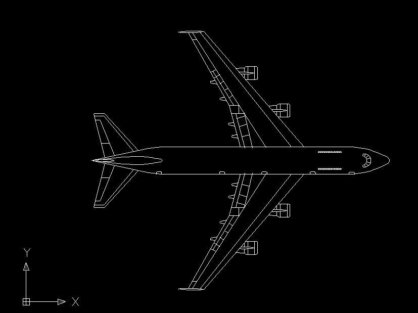 Aeroplane/Airplane Vehicle Top View Plan 2D DWG Block For 