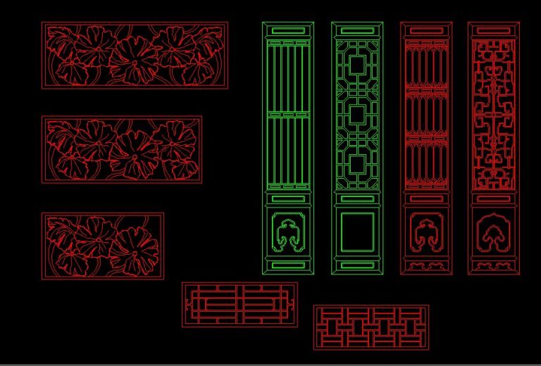 Ornamental Partitions Screens Front View 2D DWG Block For AutoCAD ...