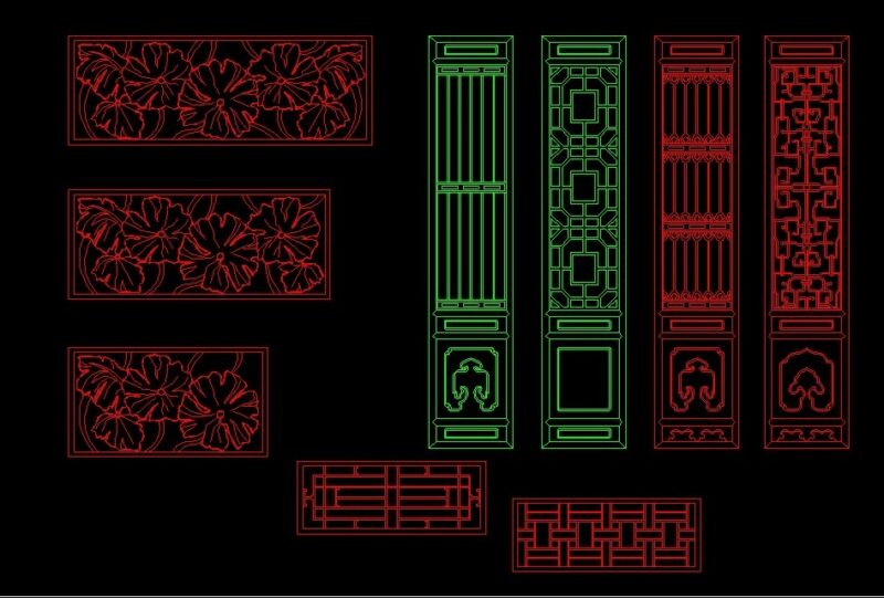 Ornamental Partitions Screens Front View 2D DWG Block For AutoCAD