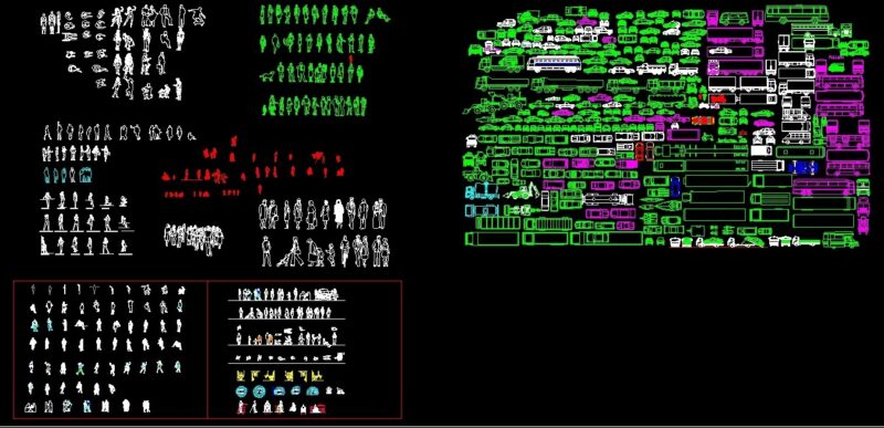 Misc. Blocks Vehicles Cars Lorries Buses Motorcycles Boats Human Figures Handicapped Toilet Details Elevation Side View And Plans 2D DWG Block For AutoCAD