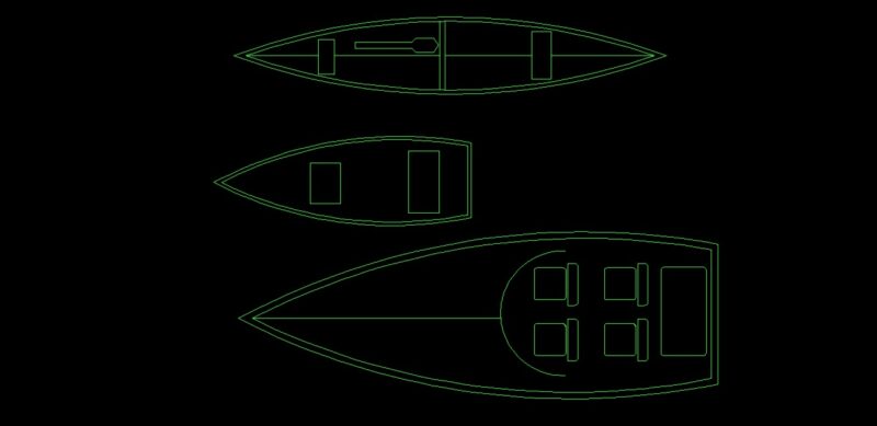 Canoe And Small Boat Top View 2D DWG Block For AutoCAD