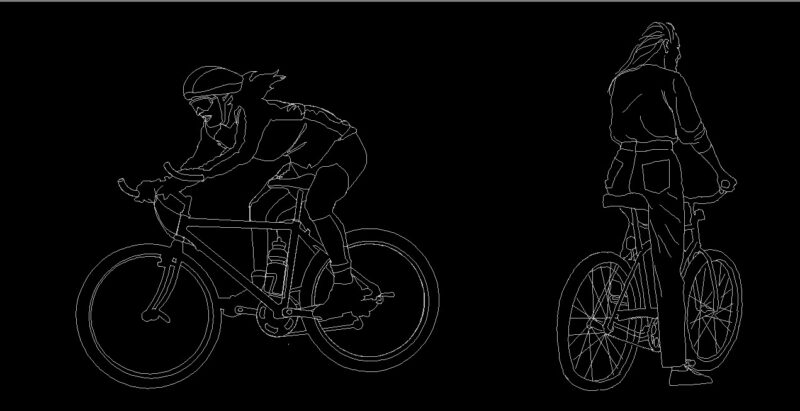 Girl Riding Bicycle Cycling Human Figure Side And Rear Views Elevation 2D DWG Block For AutoCAD