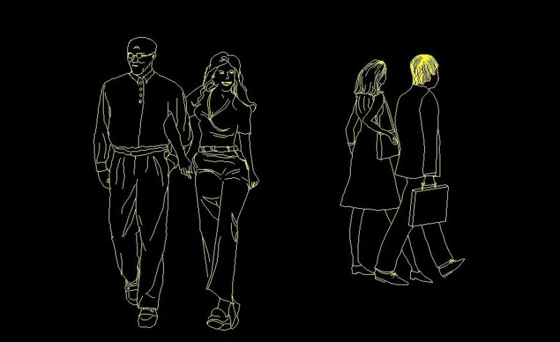 Man And Woman Couple Holding Hands Human Figure Elevation 2D DWG Block For AutoCAD