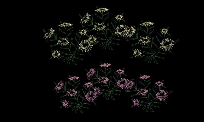 Sunflower Bunches Plant Front View Elevation 2D DWG Block For AutoCAD