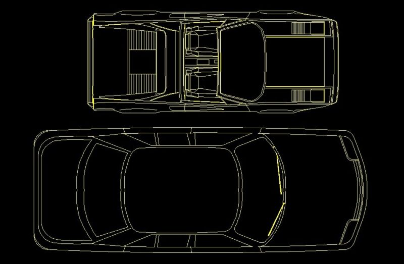 Sedan Car And Lamborghini Convertible Sport Veichles Top View Plan 2D DWG Block For AutoCAD