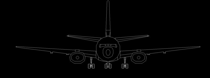 Aeroplane Front View Elevation 2D DWG Block For AutoCAD