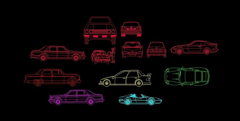 Differnet Types of Cars Sedan Hatchback Veichle Elevations And Plans 2D DWG Block For AutoCAD