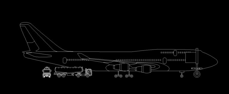 Aeroplane Side View Elevation 2D DWG Block For AutoCAD