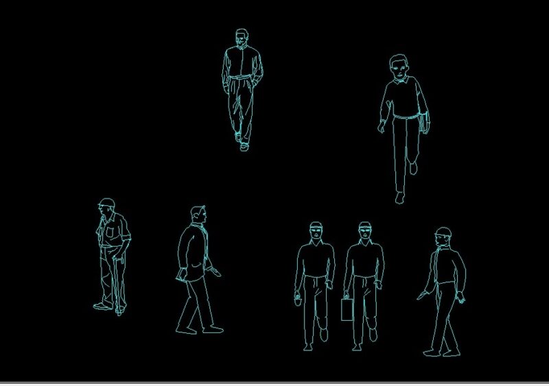 Man Worker Engineer And Boy Human Figure Elevations 2D DWG Block For AutoCAD