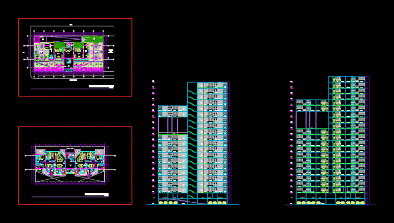 20 Levels Building Height DWG Elevation for AutoCAD