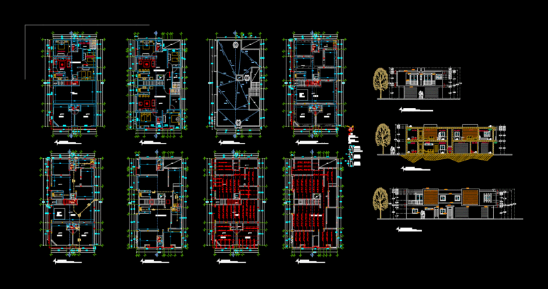 2-Level Departments Midlevel DWG Block for AutoCAD