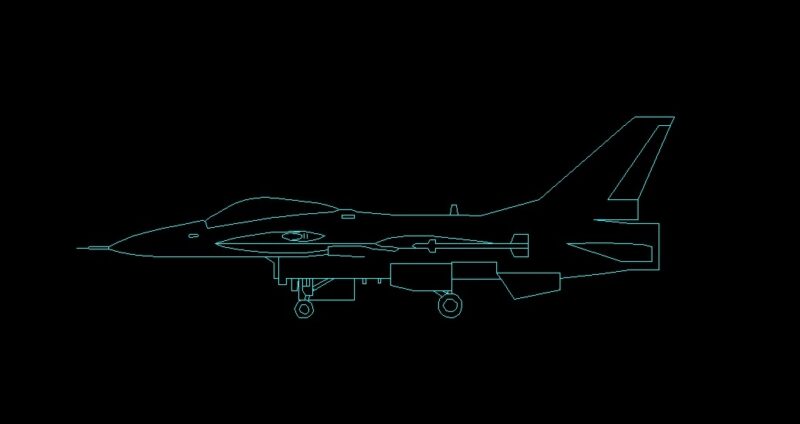 Aviao-FR Fighter Aircraft Side Views 2D DWG Block For AutoCAD