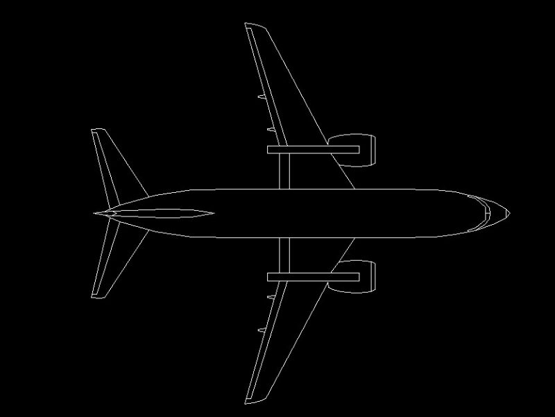 Airbus Aeroplane/Airplane Vehicle Top View Plan 2D DWG Block For AutoCAD