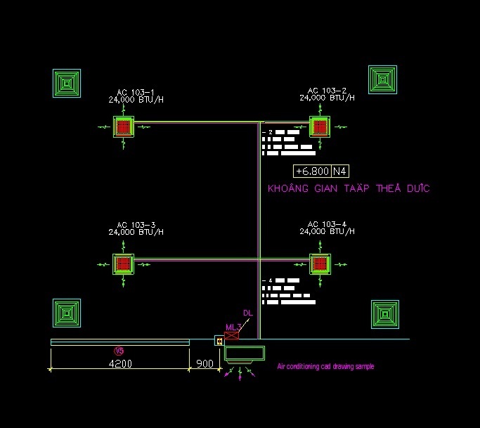 Central Air Conditioning System 2D DWG Details For AutoCAD • Designs CAD
