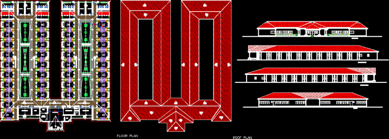 36 Rooms Hostel DWG Block for AutoCAD