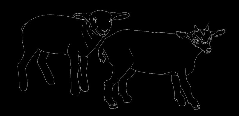 Calves Animal Standing Side View Elevation 2D DWG Block For AutoCAD
