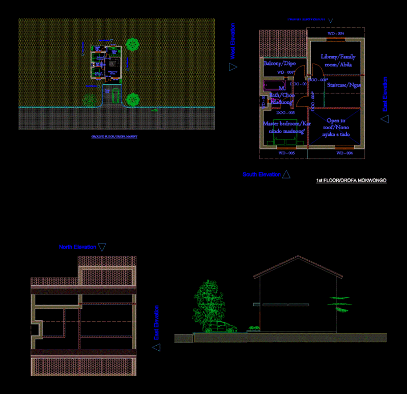 3 Bedroom Pakech House DWG Block for AutoCAD