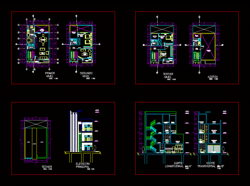 3 Floor Housing DWG Plan for AutoCAD
