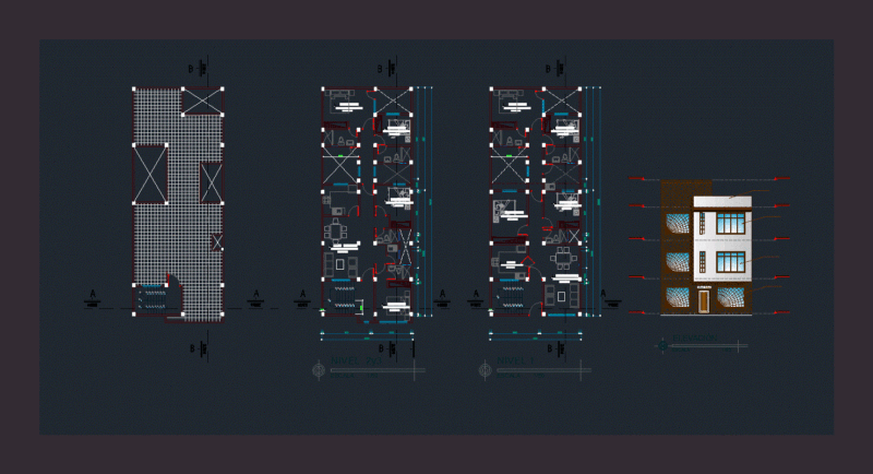 3 Storey House DWG Block for AutoCAD