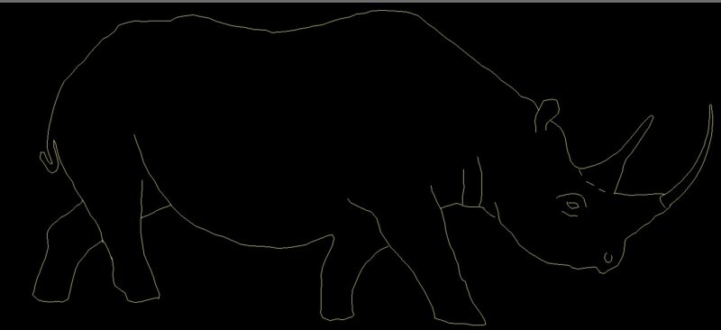 Rhino Animal Standing Side View Elevation 2D DWG Block For AutoCAD