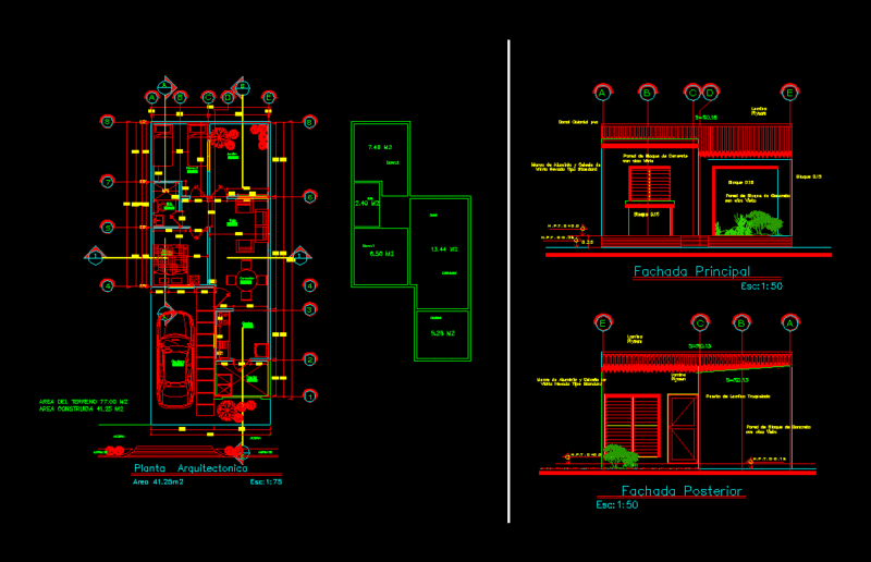 550m House Front Design DWG Block for AutoCAD