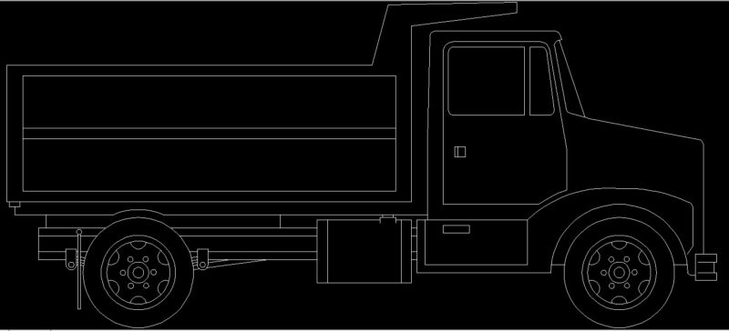 Dump Truck Vehicles Side View Elevation 2D DWG Block For AutoCAD