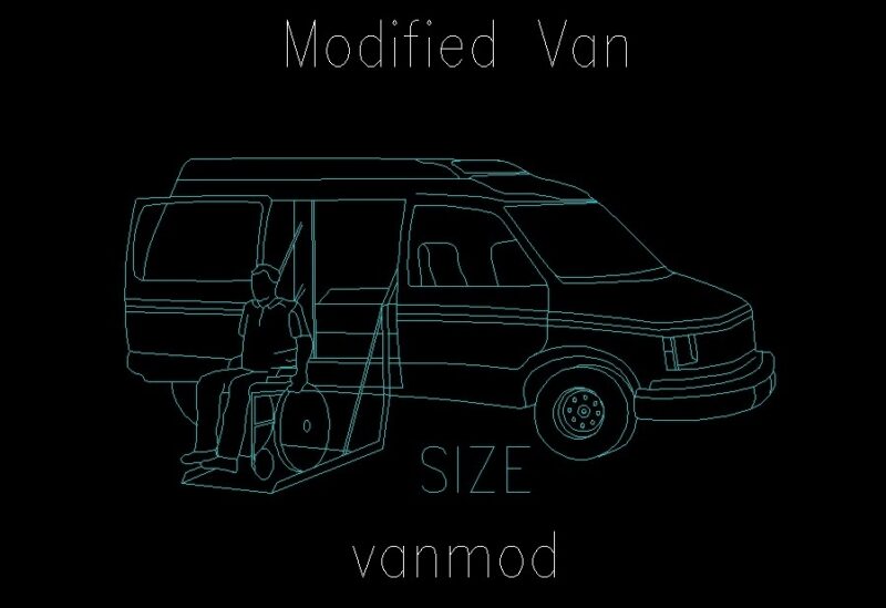 Modified Van For Disabled People Wheelchair Isometric View 3D DWG Block For AutoCAD