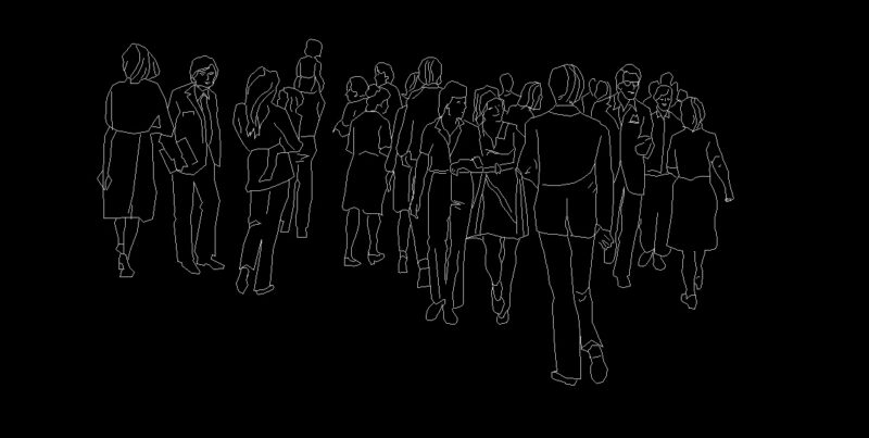 Group Of People Crowd Human Figures Elevation 2D DWG Block For AutoCAD