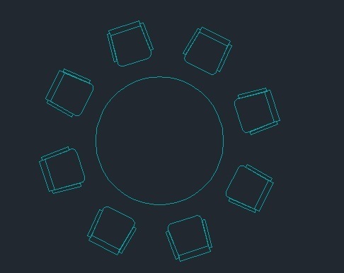 Round Table with Chairs 2D DWG Block for Autocad • Designs CAD