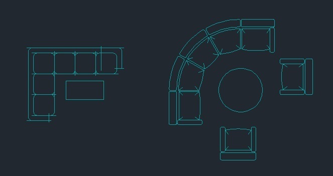 L Shape And Curved Sofa 2d Dwg Block For Autocad • Designscad