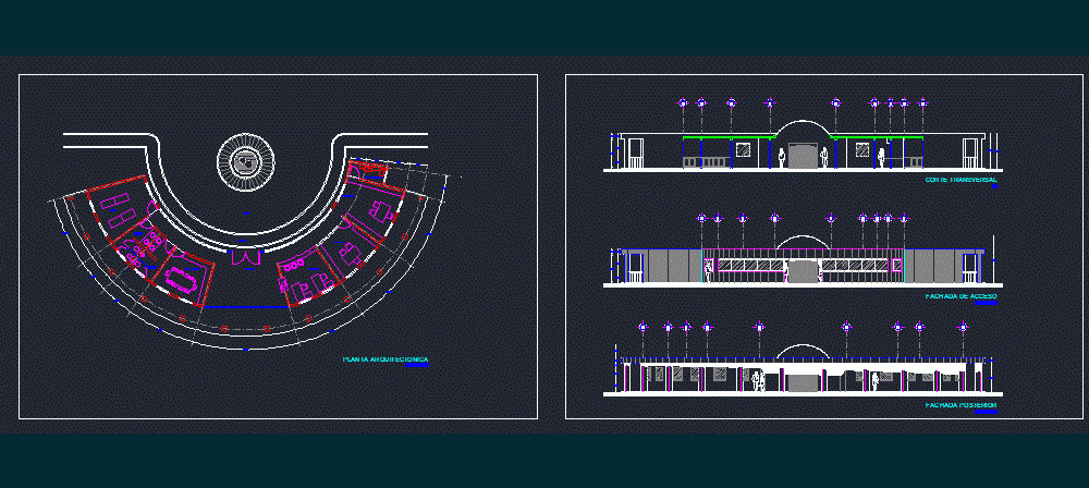 Administrative Building Semi - Circular DWG Block for AutoCAD Designs CAD