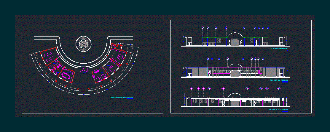 Administrative Building Semi - Circular DWG Block for AutoCAD • Designs CAD