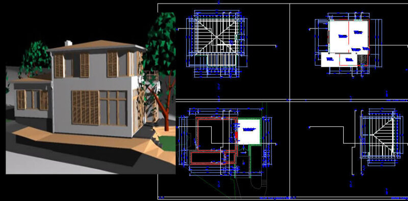 American House 3D DWG Model for AutoCAD