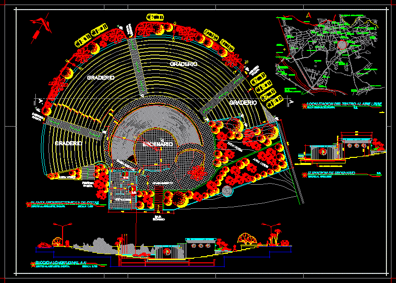 amphitheater project dwg full project for autocad