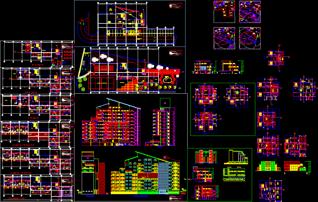 Apart Hotel With Restaurant DWG Section for AutoCAD
