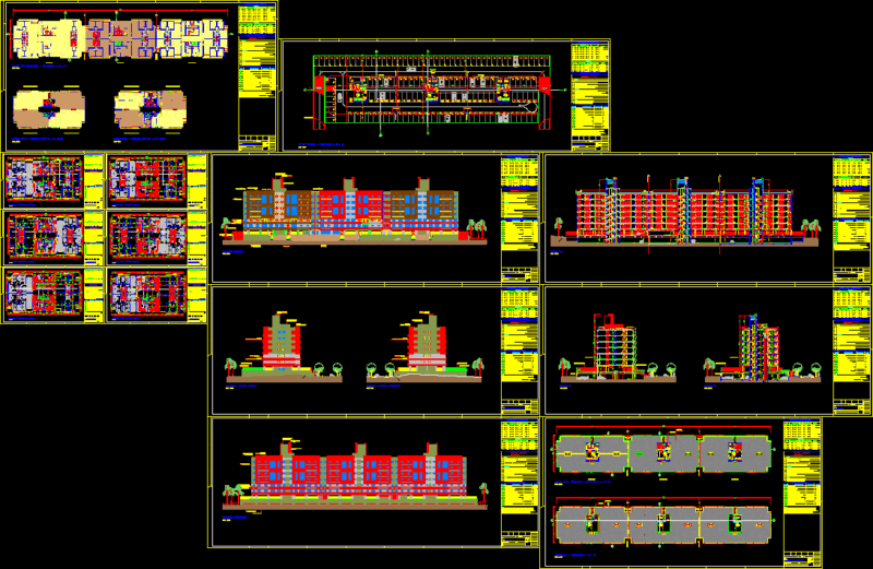 Apartaments Building DWG Block for AutoCAD