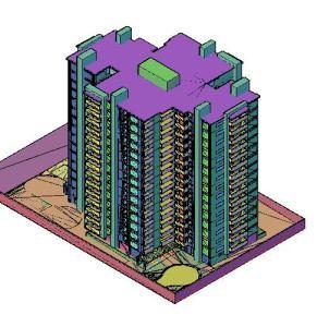 Apartment Building 3D DWG Detail for AutoCAD