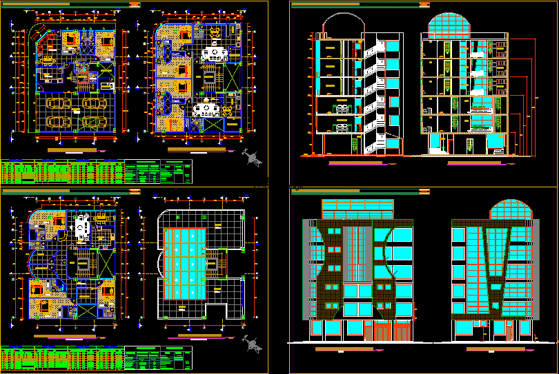 Apartment Building 6 Storeys DWG Elevation for AutoCAD 