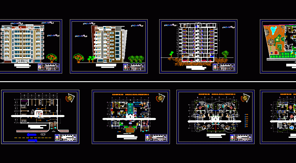 Apartment Building 7 Levels 2D DWG Design Plan for AutoCAD • Designs CAD