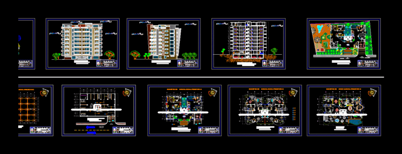 Apartment Building 7 Levels 2D DWG Design Plan for AutoCAD