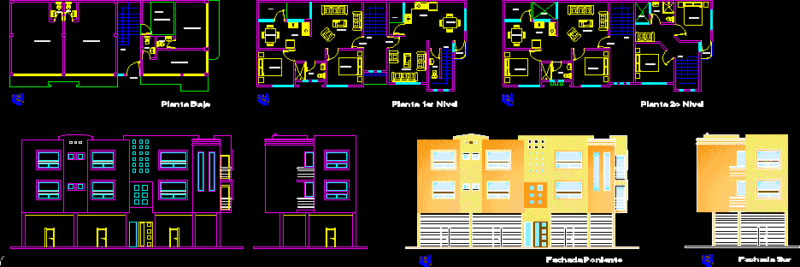 Apartments – Stores DWG Section for AutoCAD