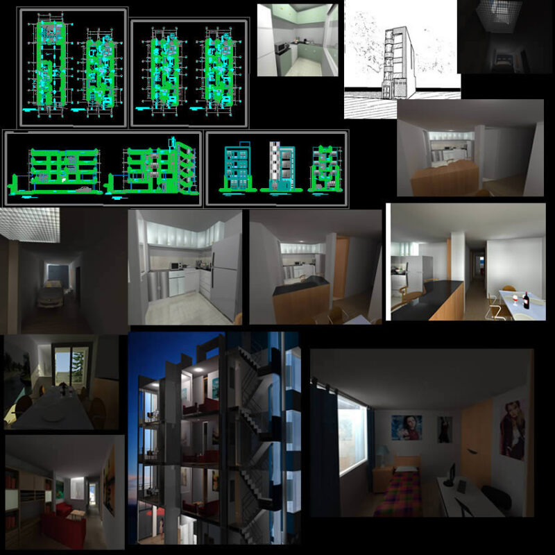 Apartments Building 3D DWG Section for AutoCAD