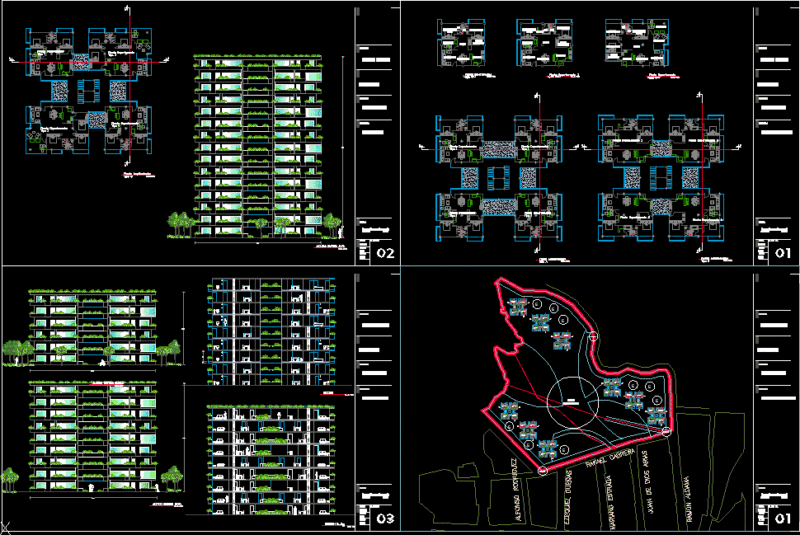 Apartments Building DWG Block for AutoCAD