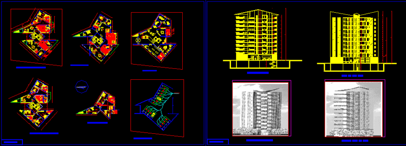 Appartments Building In Tower DWG Elevation for AutoCAD
