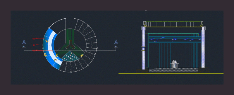 Small Aquarium with a circular structure 2D DWG Design Elevation for AutoCAD