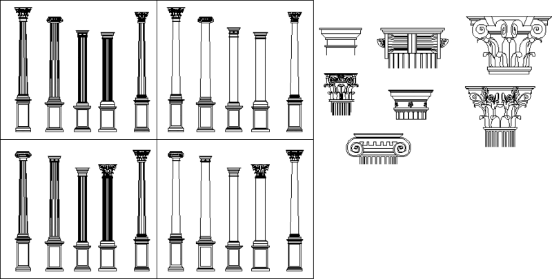 Architectural 5 Orders DWG Block for AutoCAD