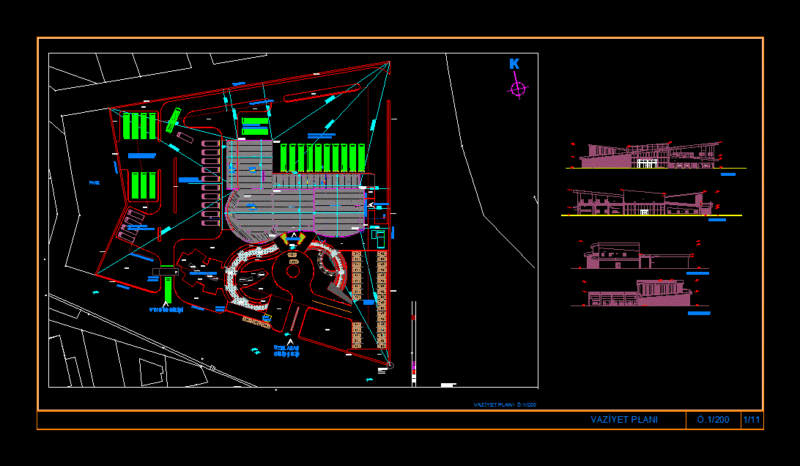 Architecture Bus Terminal DWG Block for AutoCAD