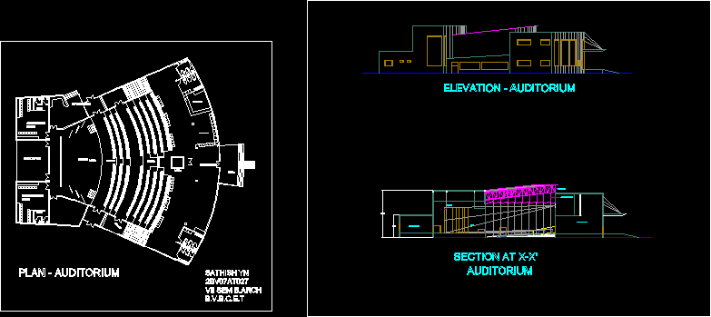 Auditorium DWG Section for AutoCAD • Designs CAD