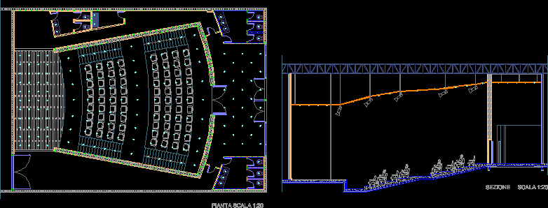 auditorium plan and section dwg