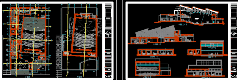 Auditorium DWG Section for AutoCAD